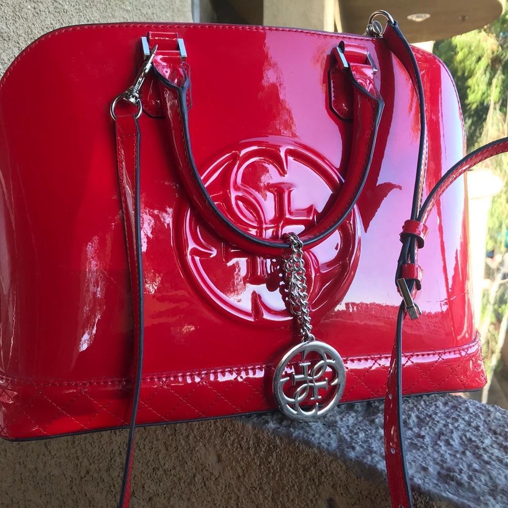 Guess Korry Dome Satchel Red Bag - Picture 3 of 4